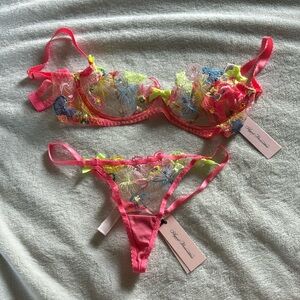Agent Provocateur 34D bra and size 3 things NWT never worn! Pink with neon